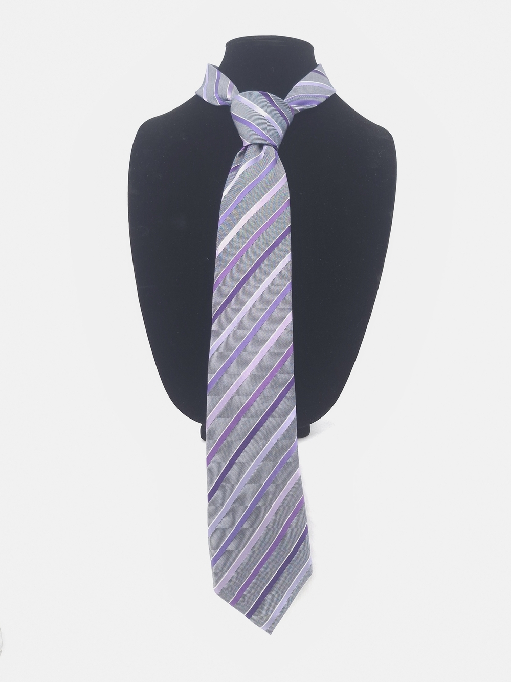 ✨Geoffrey Beene Men's Silk Striped Necktie - Purple & Gray✨